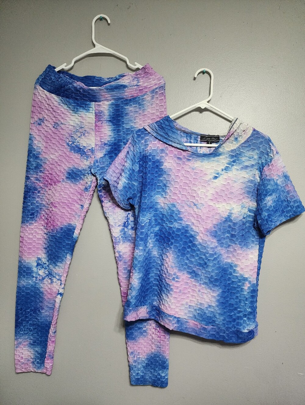 2 Piece Tie-Dye Textured Leggings Set